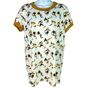 LuLaRoe Top Women Size S Soccer White Gold Brown Short Sleeves Round Neck New